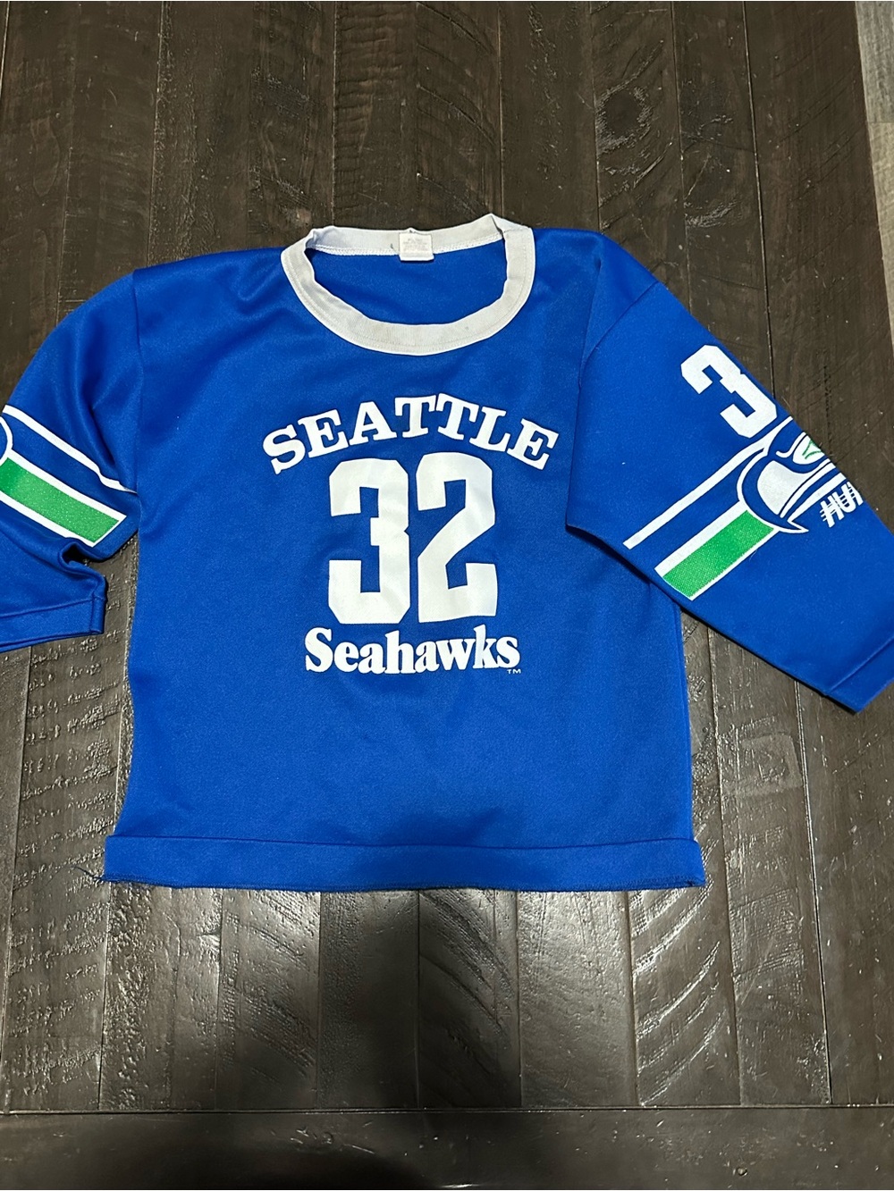 Vintage 1980's Hutch Kids Royal Blue Seattle 32 Football Jersey Top